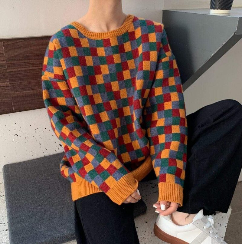 Pull a carreaux coreen